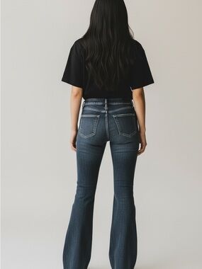 KanCan Faded Black Flare Jeans with raw hem size 25